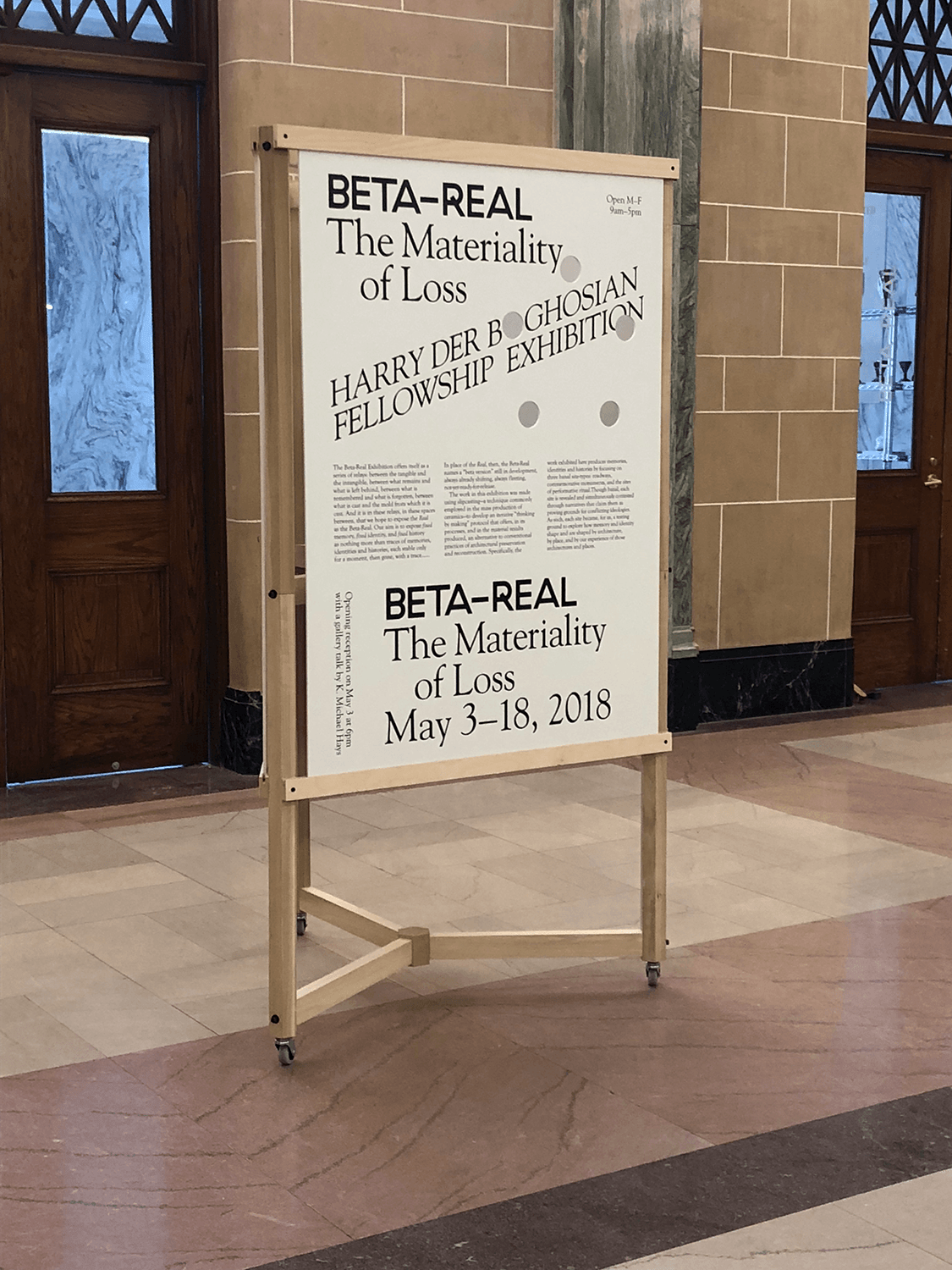 Beta-Real: The Materiality of Loss exhibition signage